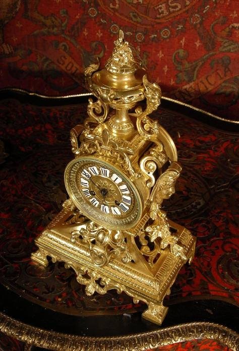 fig 3. ***** SOLD ***** Antique Brass Drum Head Table Clock. French - Circa 1880.